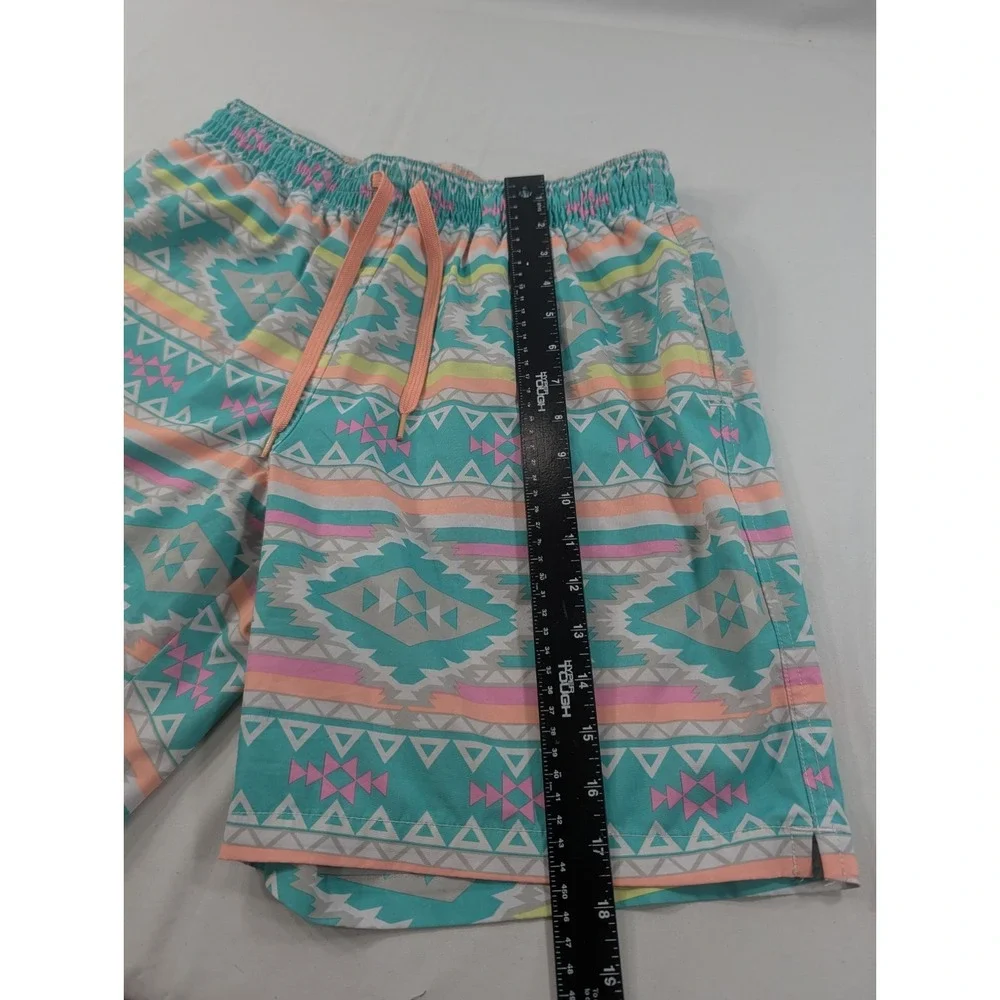 CHUBBIES Mens Large Original 7 Inseam Easy Short Green Aztec Lined Drawstring